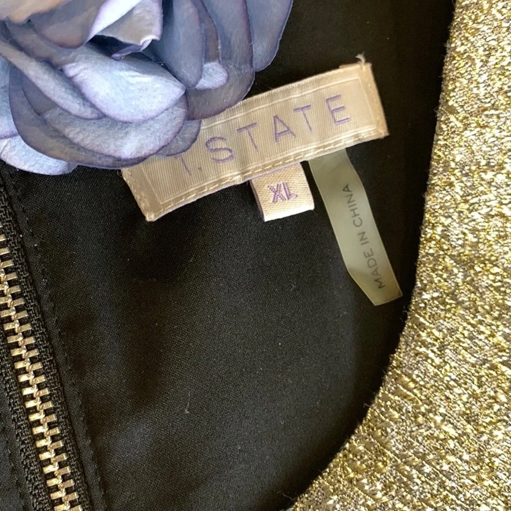 1.State Gold Silver Metallic Short Sleeveless Mini Cocktail Party Dress Women XL - Picture 5 of 12